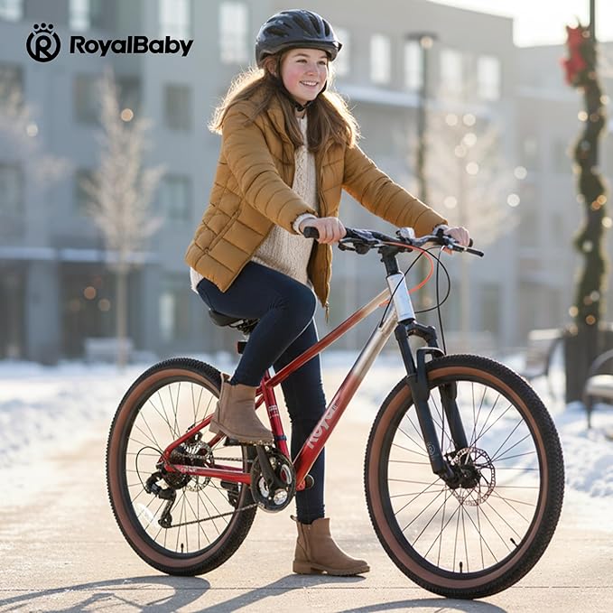 RoyalBaby Kids Mountain Bike for Boys and Girls, Ultra-Light Aluminum 20-26 Inch Wheel Bicycle for 6-14 Years Old Children, 7/21-Speeds Drivetrain