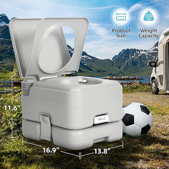 YITAMOTOR 3.17 Gallon Portable Toilet for Camping, RV Travel Potty with Press Flush Pump, Leak-proof Seal Ring for Travel, Boating, Hiking, Trips