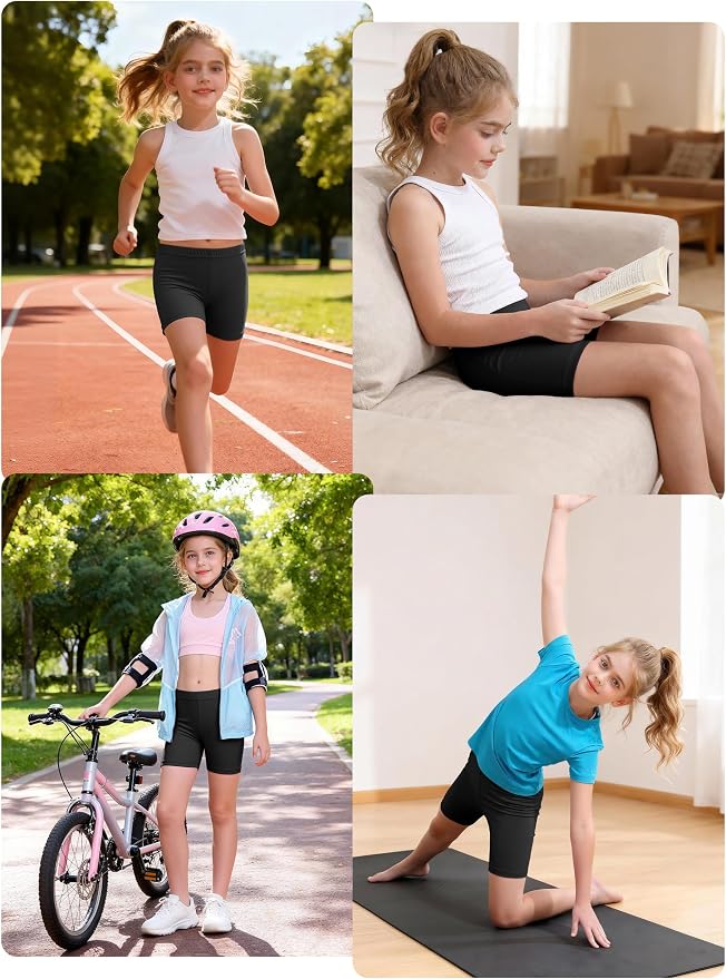Resinta 6 Pack Girls Bike Shorts Under Dress Dance Cartwheel Shorts for Toddler Kids Summer Clothes Multicolor