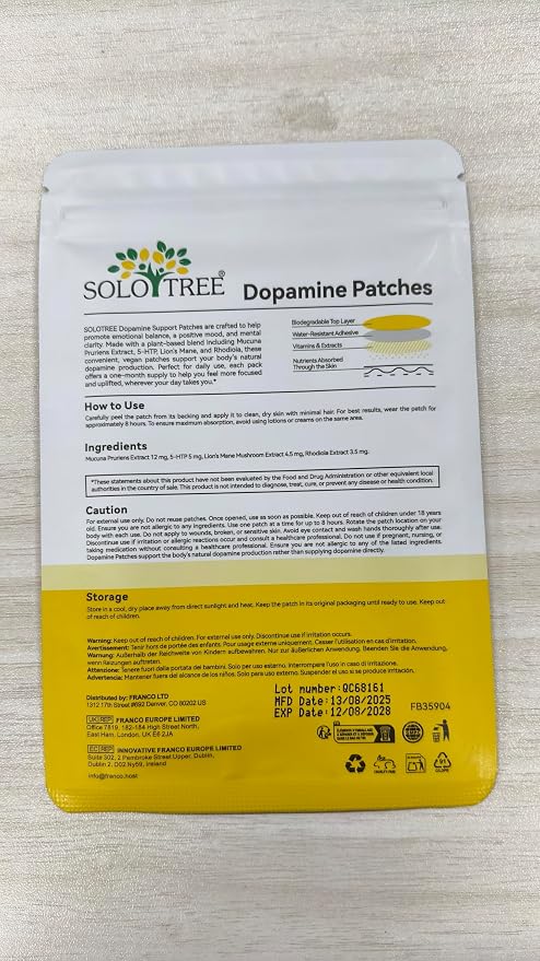 Dopamine Patches 30 Count, Plant-Based Skin Comfort Stickers, 30 Count Gentle External Adhesive Patches, Thin Breathable Water Resistant Daily Body Care Patch for Men & Women