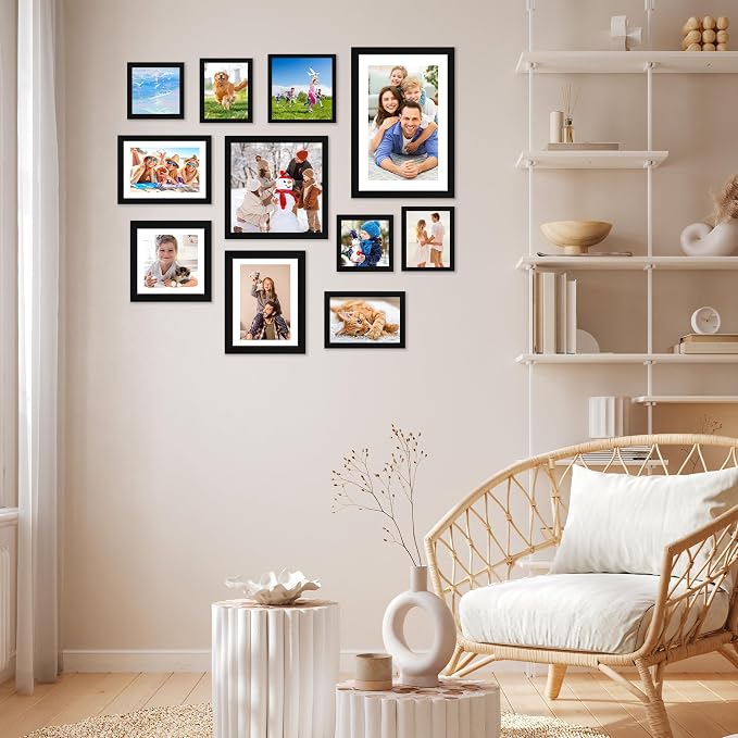 FIXSMITH 4x6 Picture Frame Set of 6, 4x6 Photo Frames with HD Plexiglass for Wall Hanging or Tabletop Display, Black