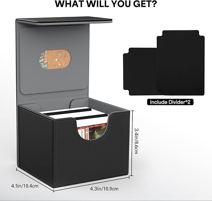 ZLCA MTG Commander Deck Box, Card Deck Box for Trading Card, Holds 110+ Double Sleeved Cards Fits for Magic Cards TCG CCG (Black)