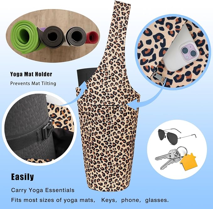 Yoga Mat Bag - Large Opening Long Tote Yoga Mat Carrier Holder Bag with Waterproof Wet Zipper Pocket and Drawstring Water Bottle Pocket - Yoga Bag Fit Most Size Mats