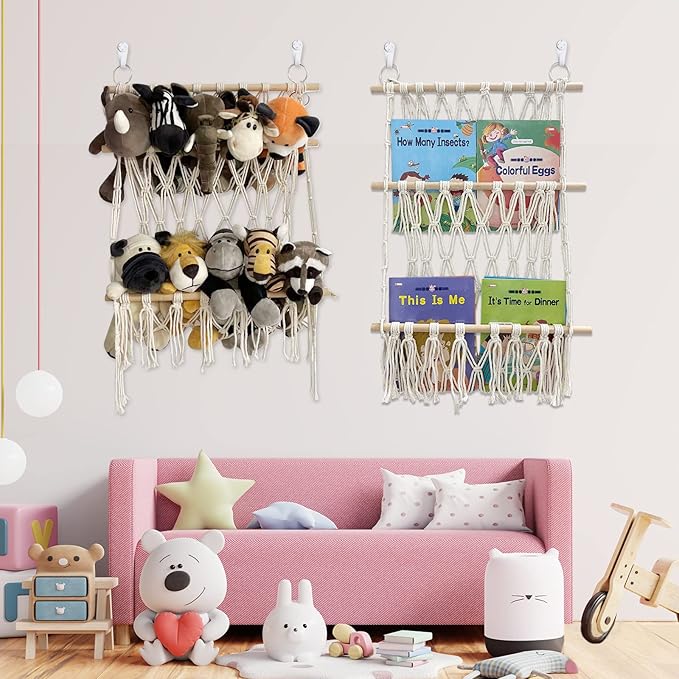 Stuffed Animal Net or Hammock Handmade Toy Hammock Net for Stuffed Animals Corner Wall Hanging for Toy Storage Organizer Holder for Small Stuffed Animal Net
