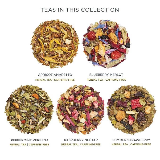 Tea Forte Single Steeps Loose Leaf Tea Sampler, Assorted Variety Tea Box, 15 Single Serve Pouches, Herbal Retreat