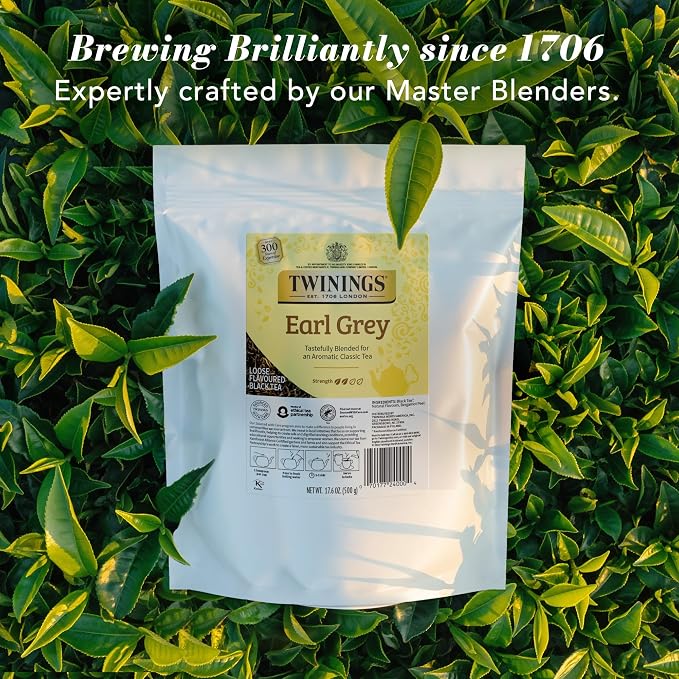 Twinings Earl Grey Loose Leaf Tea, 17.6 Ounces (500g) Resealable Pouch for Freshness (Pack of 1), Black Tea Leaves with Bergamot Peel, Smooth, Flavourful, Citrus, Caffeinated, Enjoy Hot or Iced