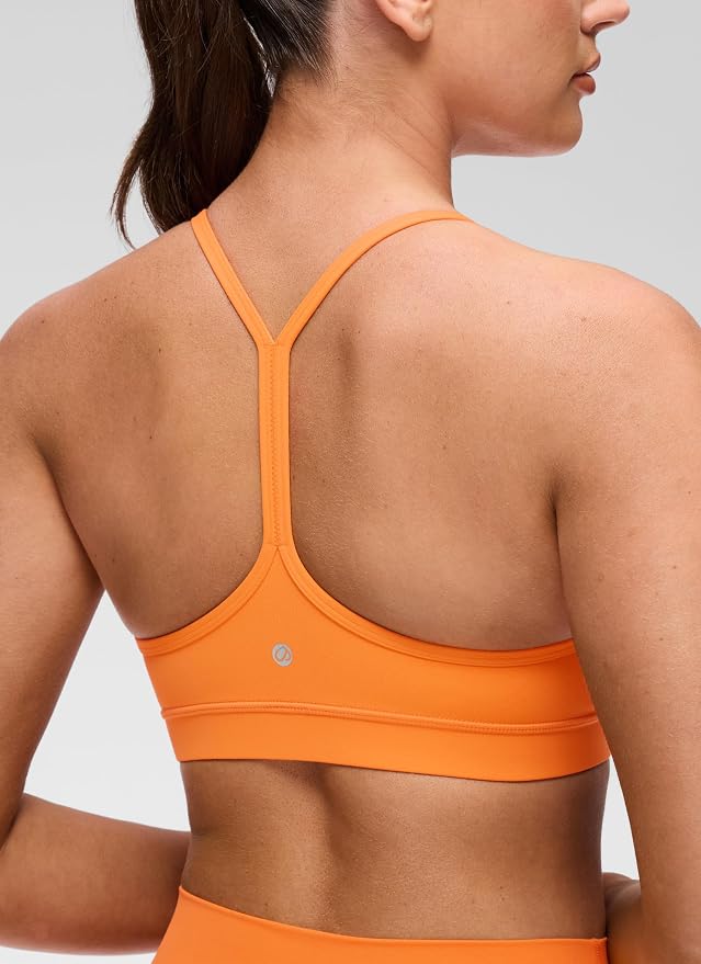 CRZ YOGA Butterluxe Y Back Sports Bras for Women - Padded Racerback Low Impact Spaghetti Thin Strap Workout Yoga Top