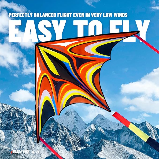 Kite, Large Delta Kites for Kids and Adults, Easy to Fly Rainbow Kites, Durable Multifunctional Beach Kite, Tangle-Free Flight Line, Durable