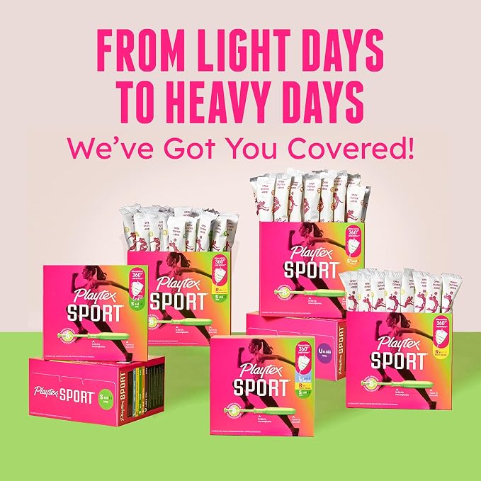 Playtex Sport Tampons Multipack, Light/Regular/Super Absorbency, 46ct