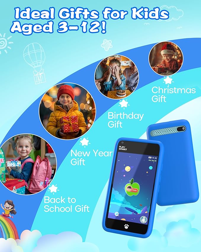 MOMILLA Kids Toys Smart Phone, 3.97" Touchscreen, Birthday Gifts for Kids, 16GB Toddler Learning Cell Phone with Games, Boys Girls Toys for Age 3 4 5 6 7 8 9 Year Old(Front Camera Only