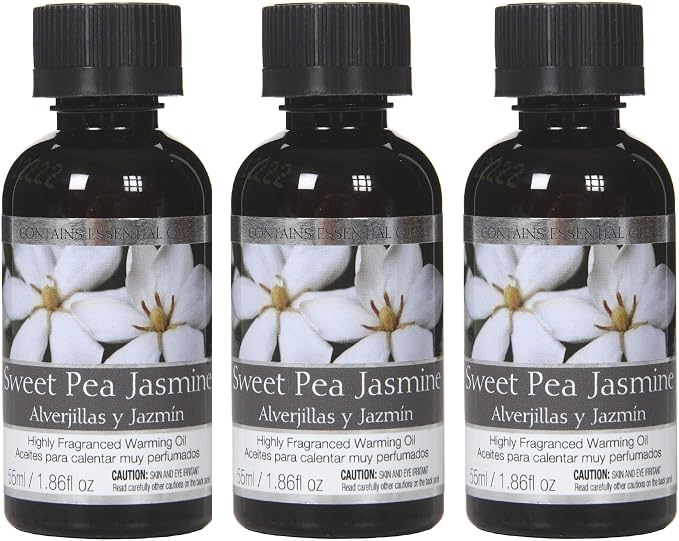 Hosley Set of 3, 55 ml Sweet Pea Jasmine Fragrance Warming Oils. Ideal Gift for Weddings, Spa, Meditation Settings. P1