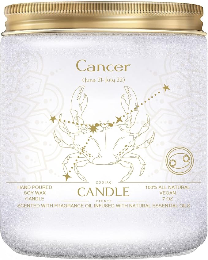 Cancer Candles - Zodiac Sign June-July Birthday Gifts - Scented Crystal Candles