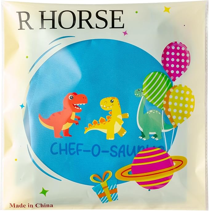 R HORSE Kid Apron and Chef Hat Set 2Pcs Adjustable Children Blue Kitchen Apron Dress up Role Play Chef Toy Kid Funny Cooking Gift Birthday Gift for Kids Cooking Baking Painting and Training