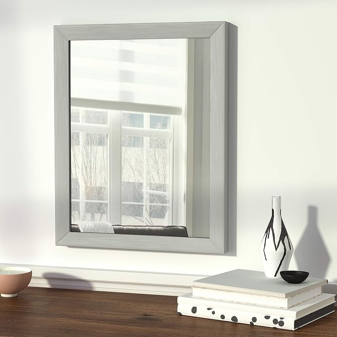 Amazon Basics Rectangular Wall Mount Mirror 16" x 20" - Standard Trim, Nickel