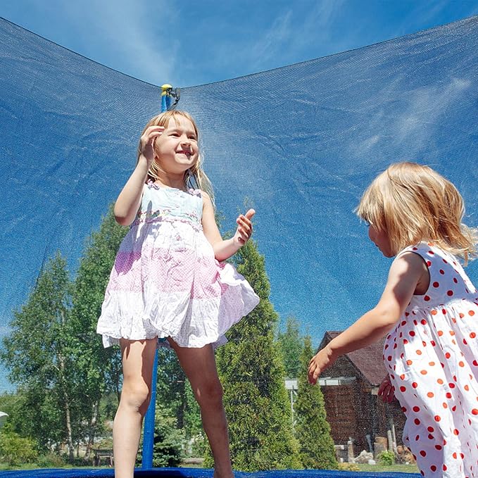 SPORTYOUTH Trampoline Net Replacement, 12ft 13ft 14ft 15ft Round Frame Trampoline Safety Enclosure Netting with Adjustable Straps, Breathable Weather & UV Resistant (NOT Included Poles)