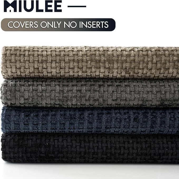 MIULEE Soft Decorative Chenille Pillow Covers Navy Grey 20x20 Pack of 4 | Modern Home Decor, Gray to Navy Set, Couch Throw Pillows, Farmhouse Boho Cushion Covers for Sofa Bed Living Room