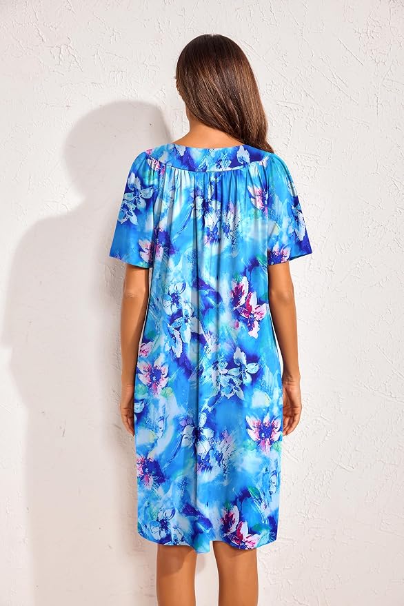 Ekouaer Womens House Dress Floral Print Moo Moos Nightgowns Moomoo Dresses Mumus with Pockets