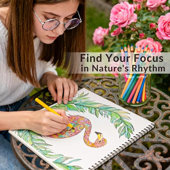 FUNLAVIE Adult Coloring Book – Mandala Animal Designs, Spiral Bound Premium Coloring Book for Adults, Stress Relief & Relaxation, High Detail Mandala Animal Patterns