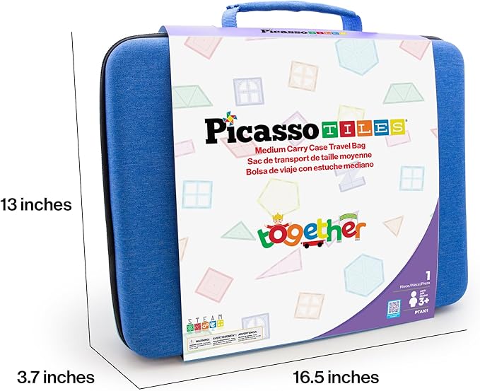 PicassoTiles Toy Carry Case Storage Box Organizer Portable Travel Bag in Water Resistant Oxford Cloth for Kids Magnetic Tiles STEM Construction Block Sets Accessories Character Action Figures PTA101