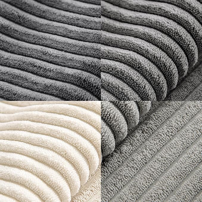 MIULEE Neutral Grey Decorative Throw Pillow Covers 18x18 Inch Set of 4 Modern Farmhouse Corduroy Cushion Cases Striped Patchwork Pillow Cases for Couch Sofa Bedroom Home Decor