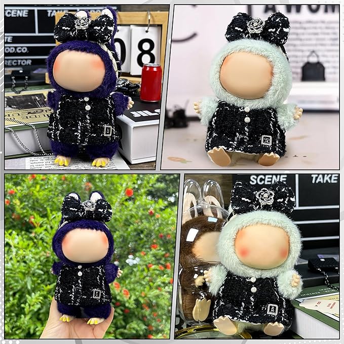 Clothes Fit for 17CM Doll, Fashion Doll Clothes Outfit Set Cute Theme Designer Toys Dress Accessories for Collector Fans Display (Florid Black)