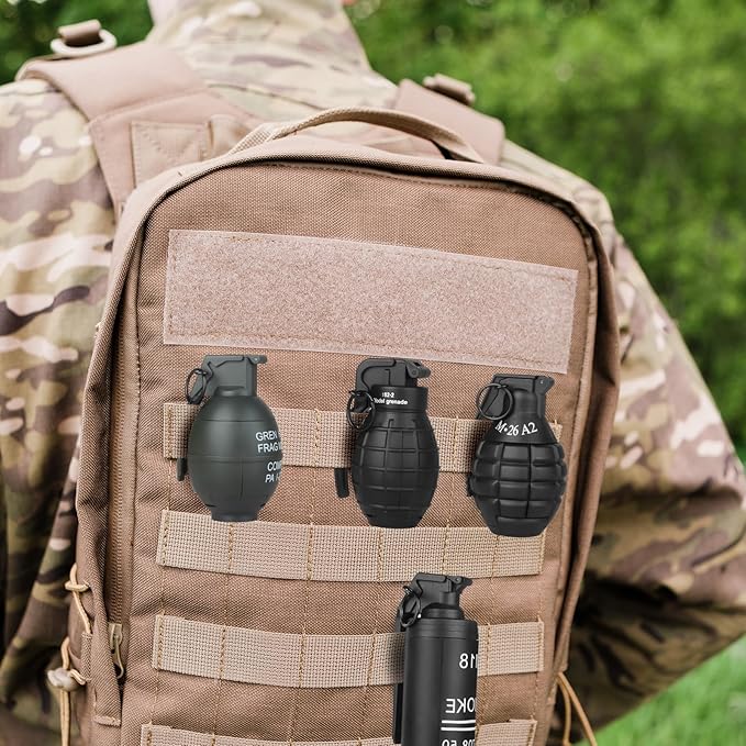 Toy-Hand Grenade for CS Battle Game,with 9 Foam Ammo Model Tactical CS-Grenade Fun Impact Gel Toys Halloween Outdoor Sport for Age 14 Years Old and up and Adults,Black