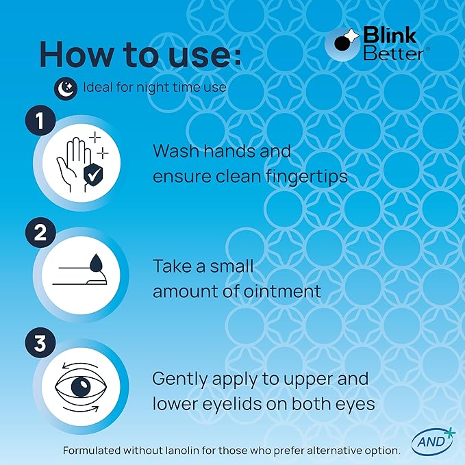 BlinkBetter Lanolin Free Eyelid Ointment 10g – For Sensitive & Dry Eyelids - Hydrates, Nourishes & Soothes – Moisturising Care for Dry, Itchy, Red, Sensitive, Flaky Skin Around the Eyes