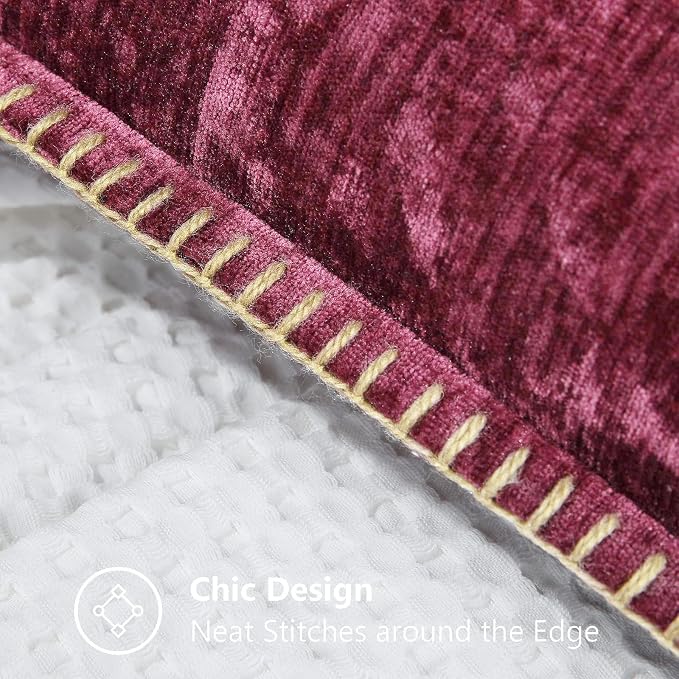 decorUhome Soft Chenille Throw Pillow Covers 22x22 Set of 2 Rhododendron | Fall Textured Decorative Throw Pillow Cases Stitched Edge Modern Farmhouse Luxury Boho Velvet for Couch Sofa Bed Home Decor