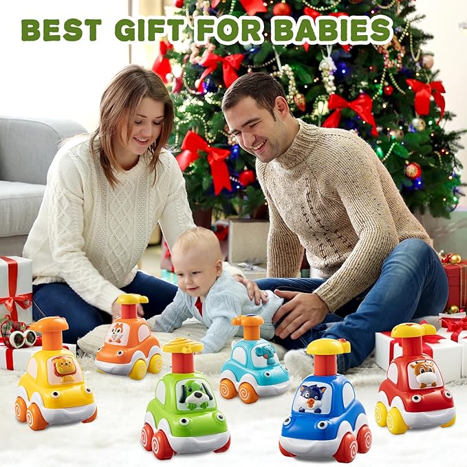 ALASOU 6 PCS Animal Car Toys for 1 2 Year Old Boy|Baby Toys 12-18 Months|1 2 Year Old Boy Birthday Gifts for Infant Kids|Cars for Toddlers 1-3