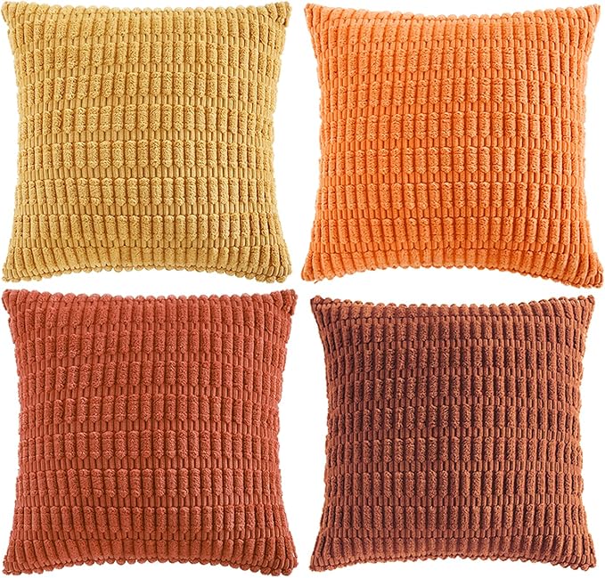 Fancy Homi 4 Packs Decorative Throw Pillow Covers for Living Room Couch Bed, Modern Farmhouse Boho Home Décor Accent Cushion Case, 12" x 12", Burnt Orange Series