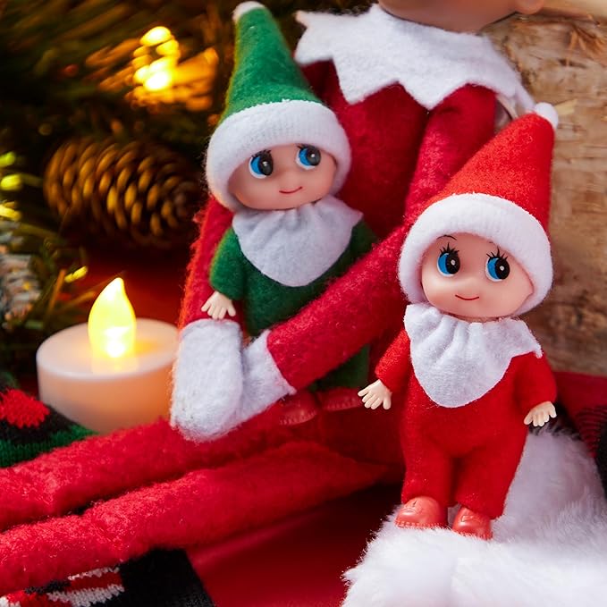 JOYIN 2 Pcs Christmas Elf Plush Doll Tiny Soft Plush Toy Doll for Kids Accessories Party Favors Xmas Party Supplies Christmas Decor, Xmas Gift