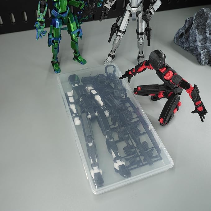 Pre-Assembly 3D Printed 5.54'' Stick Robo 13 Action Figure, Multi-Jointed Tian13, Articulated T13 Desktop Decoration,12 in 1 d13 Accessories Best Birthday Festival Gift (Blue red)