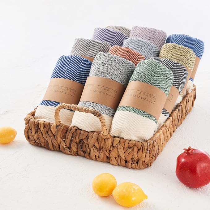 BAY LAUREL Turkish Hand Towel – Pack of 2 | Soft & Absorbent Decorative Towels for Bathroom, Hand, Face, Hair, Gym, Yoga, SPA, Kitchen & Tea | Boho Decor (Dark Gray, Herringbone 15x26 Inches(Set of 2)