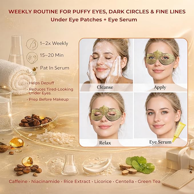 GONIM Eye Patches Collagen Under Eye Patches with Eye Serum, Retinol PDRN Eye Masks for Puffy Eyes and Dark Circles, Anti Aging Cream-Silk Texture Under Eye Mask, Gifts for Women, Hydrating 4 pcs