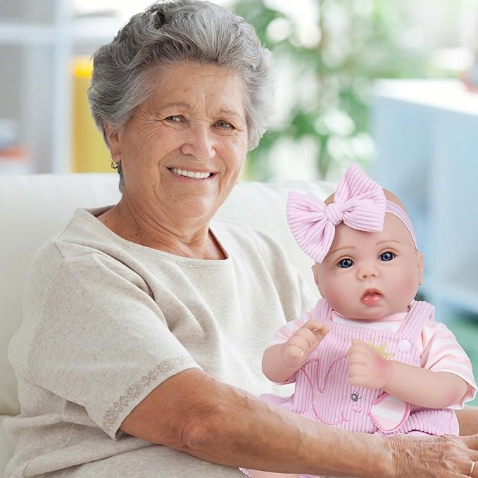 Milidool Lifelike Reborn Baby Dolls Realistic Baby Girl Dolls 18Inch Newborn Baby Girl with Pink Doll Clothes with Elephant Pattern for Kids Age 3+