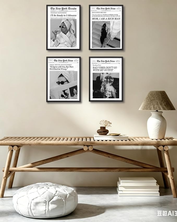 EcoHest 12x16 in I'll Be Ready in 5 Minutes Newspaper Canvas Art | Unframed Canvas Print, Feminist Newspaper Wall Decor for Bathroom, Bedroom, Apartment, Dorm Room, 1Pack