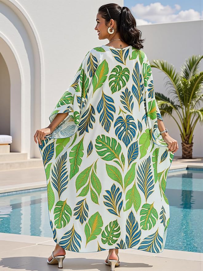 Mumu Dresses for Women Plus Size, Bohemian Kaftan Beach Cover Up Long Maxi Nightgown Soft Loungewear