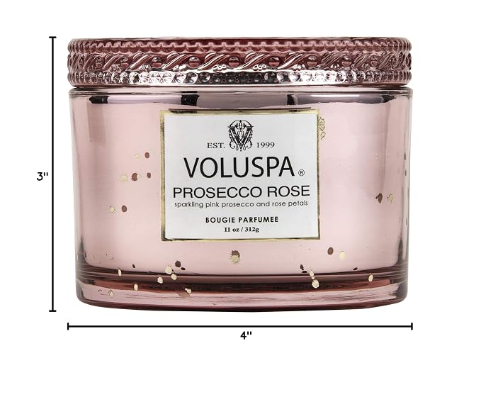 Voluspa Prosecco Rose Corta Maison Boxed Glass Candle, 11 Ounces