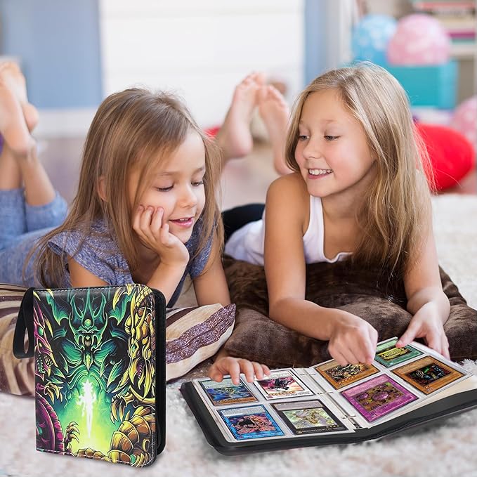 4 Pocket Trading Card Binder for Cards with 50 Sleeves up to 400 Cards,Waterproof Card Storage Book with Removable Sleeves for Booster Box and TCG Cards