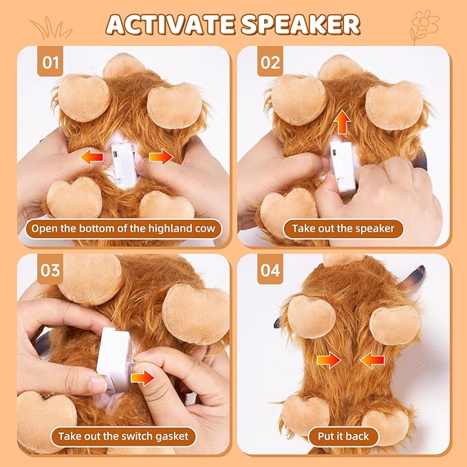 Highland Cow Stuffed Animal, Highland Cow Plush Toy with Moo Sound. Cute and Fluffy Stuffed Animal. Humorous and Funny Voices, Highland Cattle Can Be Changed at Will. Great for Kids, Girls and Boys