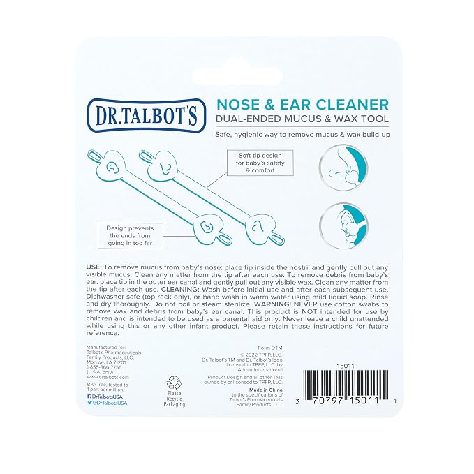 Dr. Talbot's Safe Ear Wax Removal Tool and Nose Cleaner for Baby with Travel Case - 2-Pack - Girl