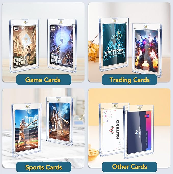 ZENOWICK 128ct Magnetic Card Holders, 35pt One Touch Card Holder, U-V Protection Hard Plastic Case for Trading Cards, Display Case for Sports, Baseball, Football, Game Cards