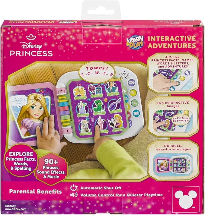 eKids Disney Princess Interactive Book with Preschool Learning Activities, Educational Toys for Toddlers and Fans of Disney Princess Toys