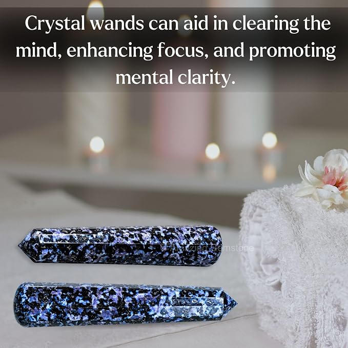Amazing Gemstone Indigo Gabbro Crystal Wand Massage Stick - Pelvic Wand Gua Sha for Adults - Crystals and Healing Stones Massage Wands for Adults Gifts (Pointed)
