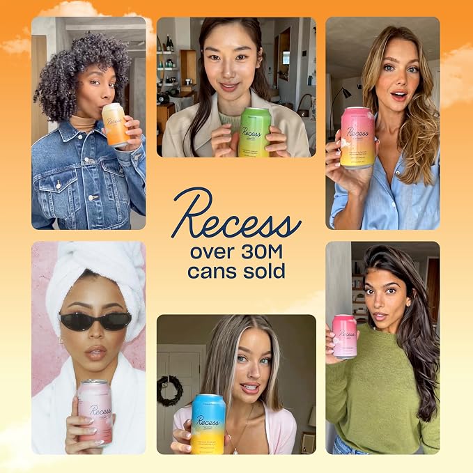 Recess Mood Magnesium & Adaptogen Drink, Relaxation Beverage, 12 ounce (Out of Office Sampler, 12 pack)