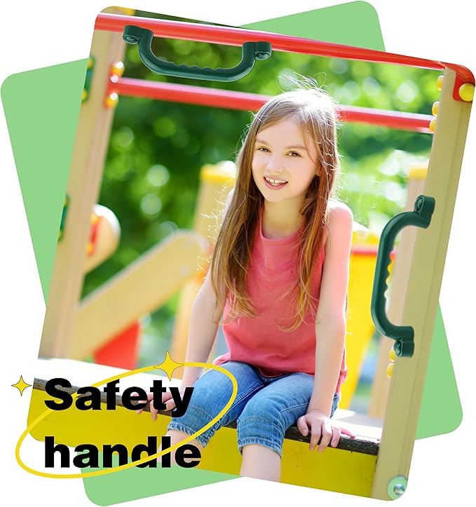 4 Pieces Kids Playground Safety Handles Playground Grab Handle Bars Playground Accessories Equipment for Kids Outdoor Playset Backyard Playhouse Tree House Jungle Gym (Green)