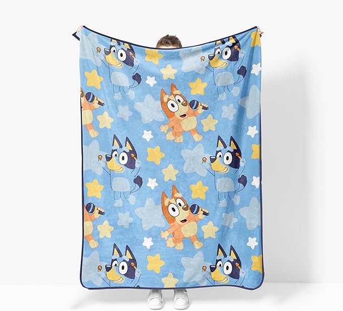 Jay Franco Kids Plush Throw Blanket – Soft & Cozy Fleece Throw for Bedroom & Couch Décor, Official Licensed Product, Blue - Bluey, 46x60 - Throw Blanket