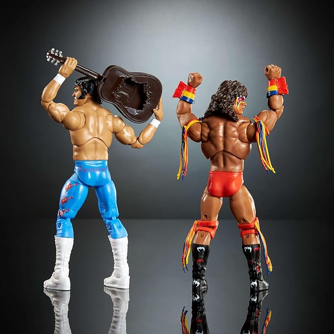 Mattel WWE Coliseum Collection Action Figure 2-Pack, Set with Ultimate Warrior & Honky Tonk Man 6-inch Collectibles & Accessories Including Swappable Parts