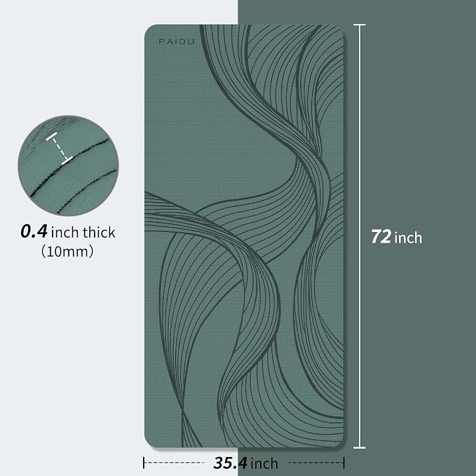 PAIDU Large Yoga Mat-72’x36’x0.4’ Extra Width & Thick,Comfortable,Non-Slip Exercise Mat-Works Great on All Floor for Stretching,Yoga Studio,Gym or Home Workouts
