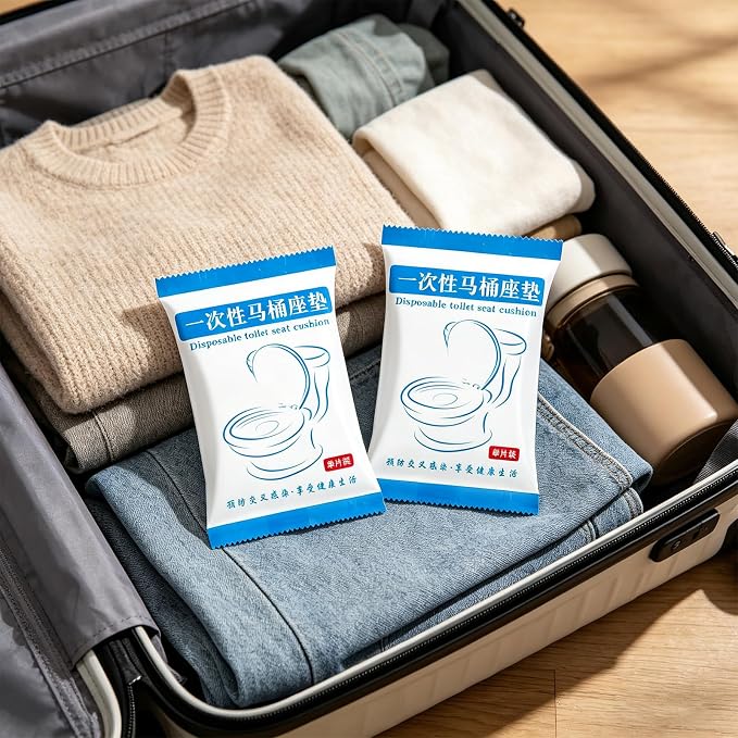 20 Pack Disposable Toilet Seat Cover Waterproof Non-Woven Fabric, Disposable Toilet Seat Covers for Travel, Disposable Seat Covers for Hotel Hospital Public Restroom, Individual Package